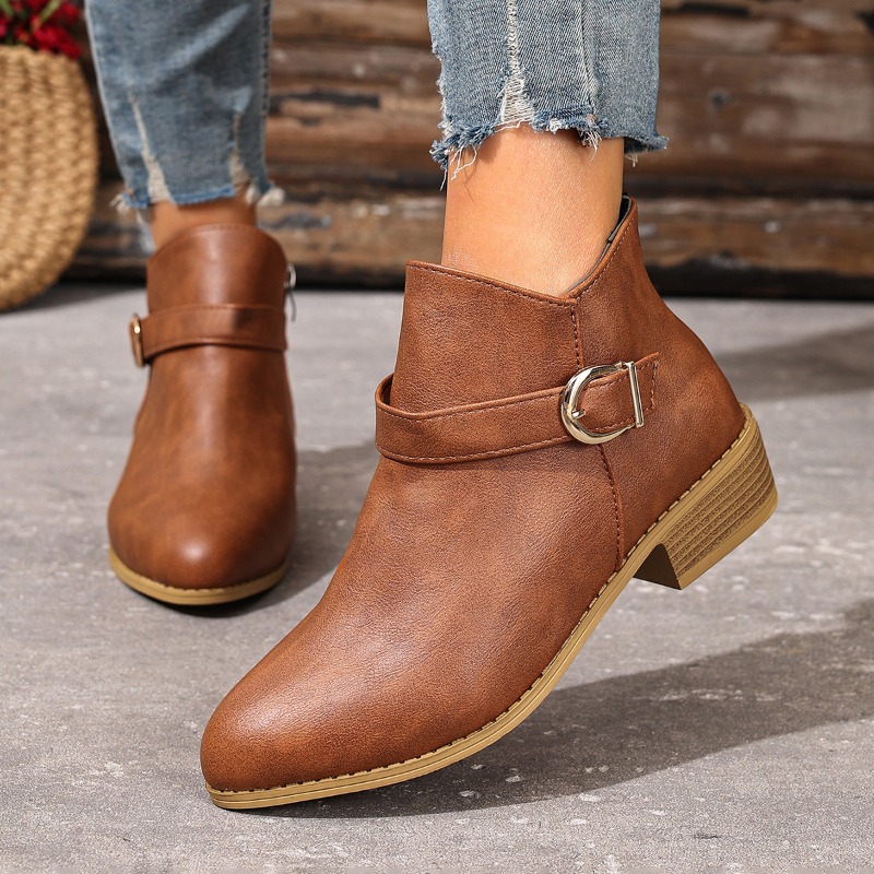 Women Formal Wear Winter - Damen Herbst-Winter Stiefeletten mit Seitenreißverschluss, Blockabsatz,