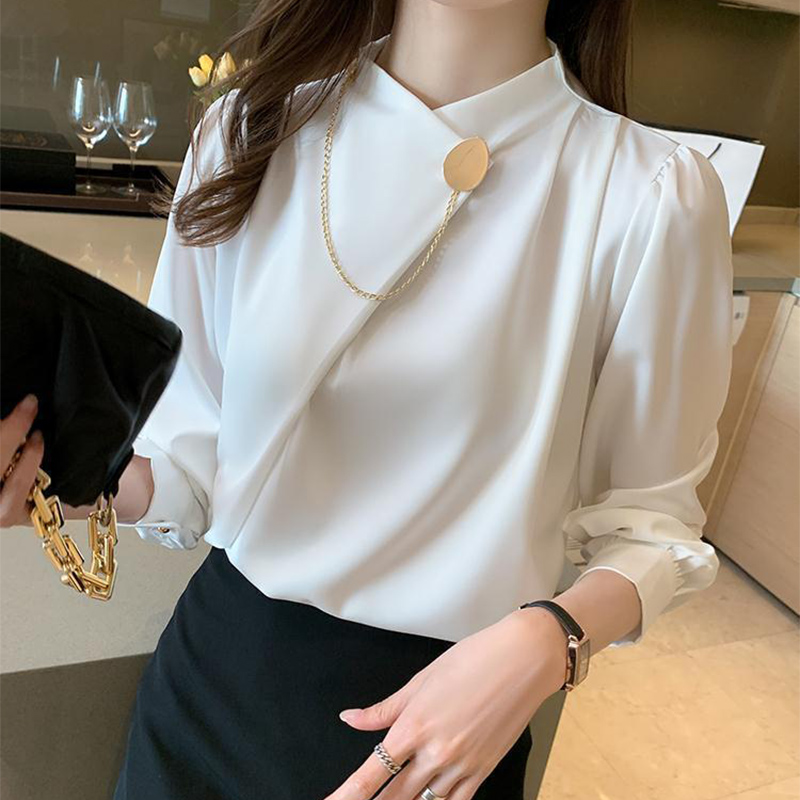 Women Formal Wear Winter - Einfarbig Elegante Langarm Arbeit Tragen Hemd