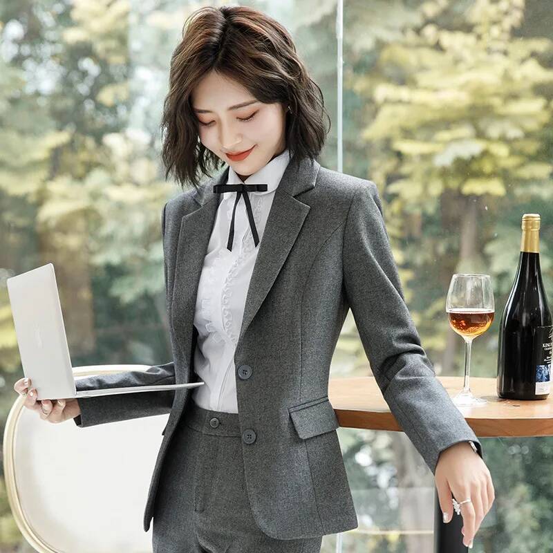 Women Formal Wear Winter - Neuheit Graue formelle Blazer und Jacken
