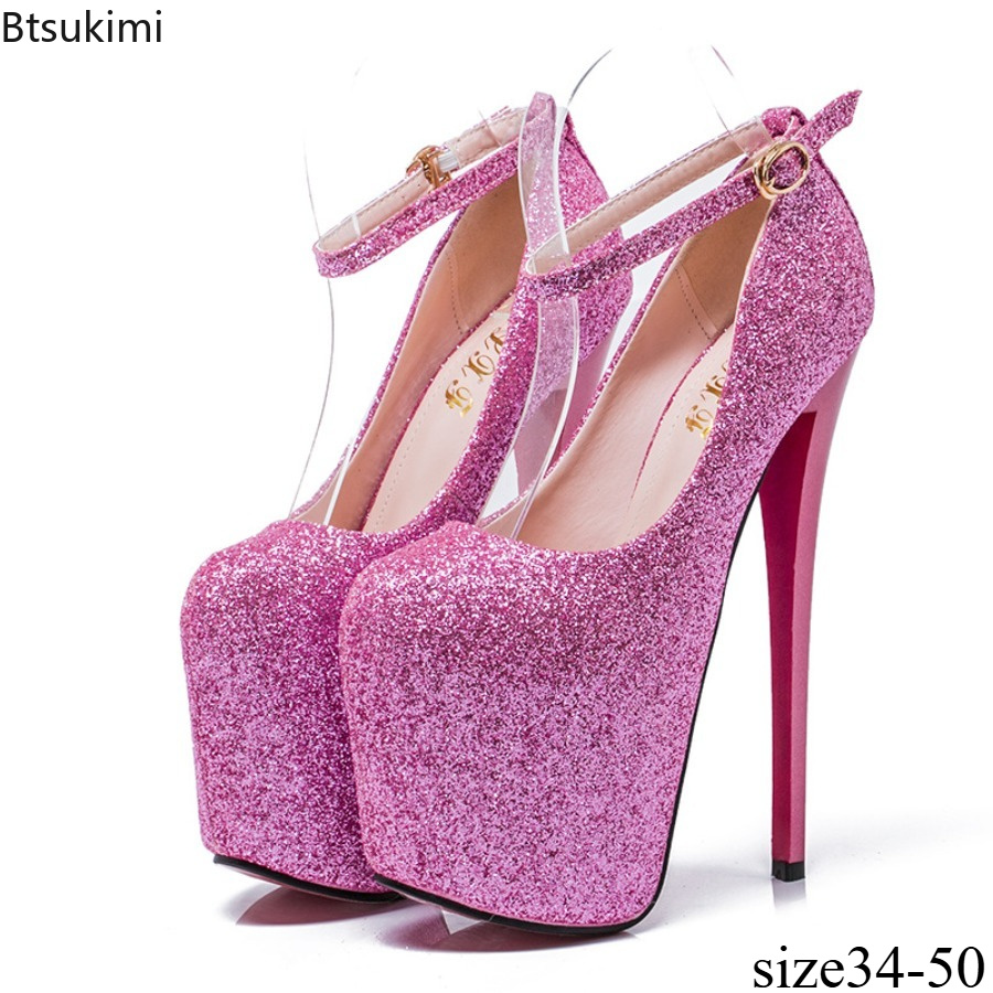 Women'S Formal Wear To A Wedding - Damen Glitzer Plateau-Pumps Stiletto High Heels