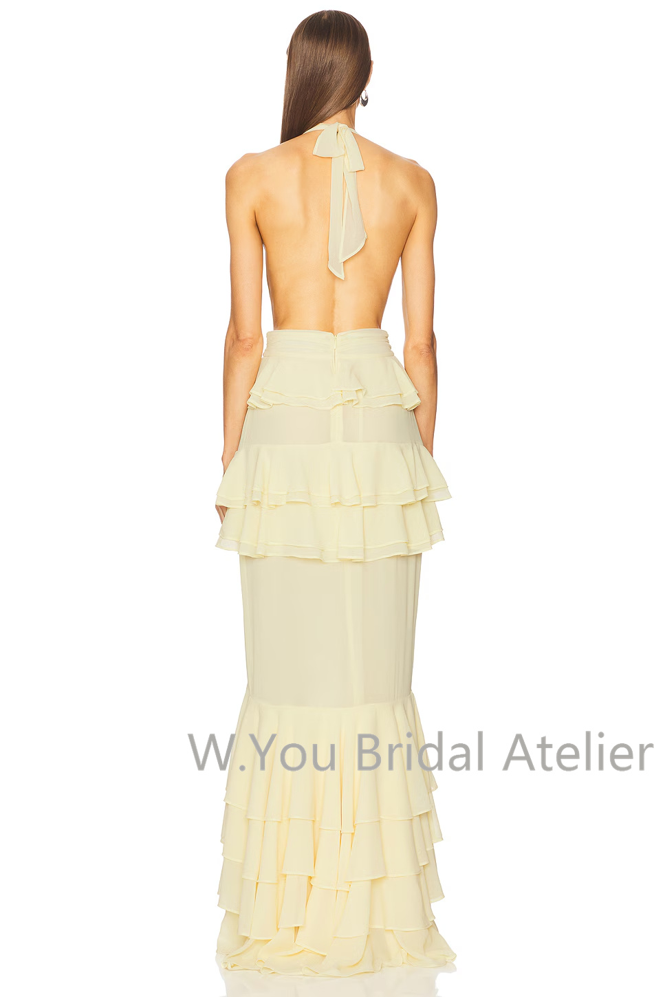 Women'S Formal Wear Wedding Guest - Abendkleider mit Tiefem V-Ausschnitt, Neckholder, Frontschlitz