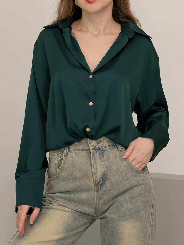 Women Formal Wear Winter - Weibliche Knopfseide für Frauen, elegante All-Match-Bürokleidung,