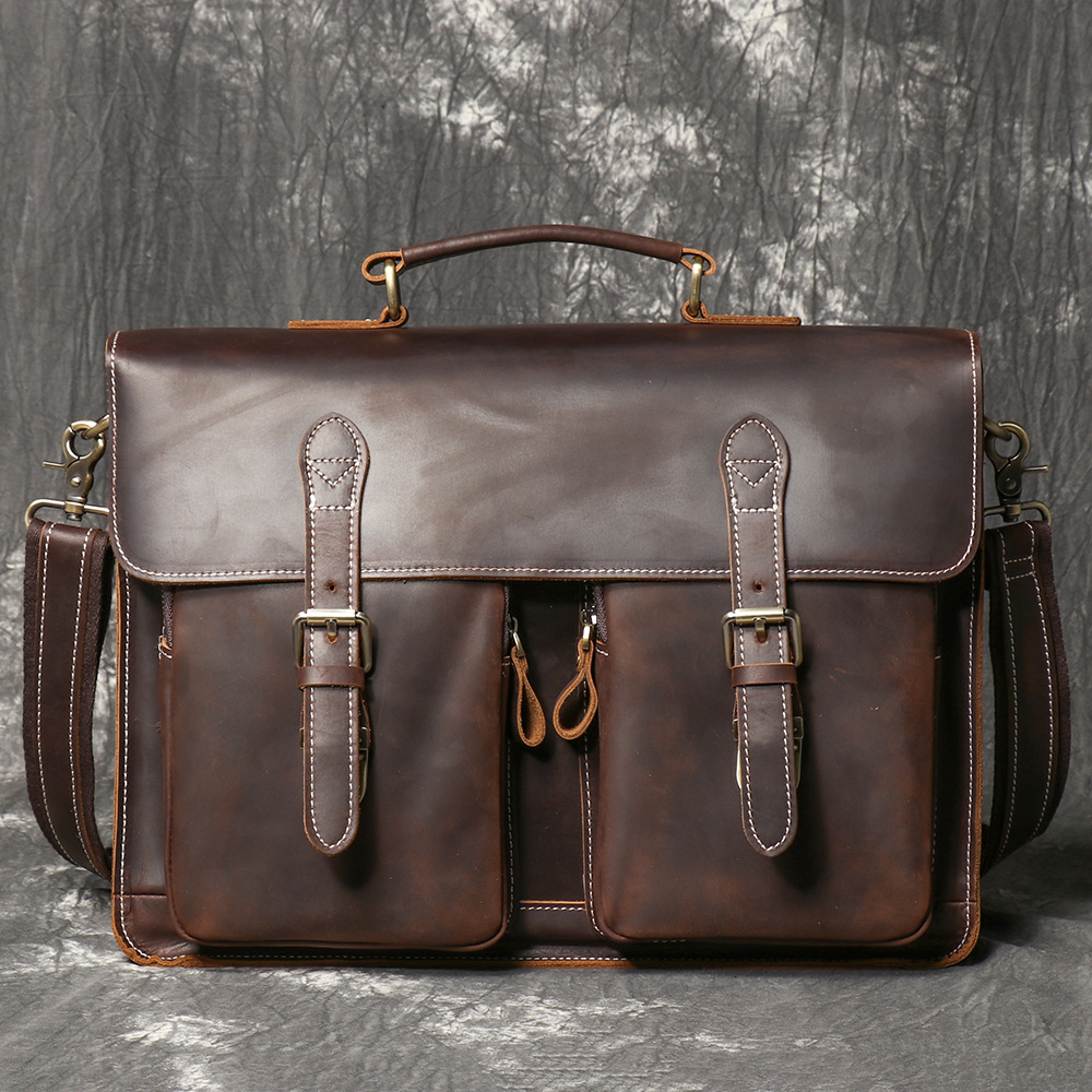 Structured Handbag Work - Vintage handgemachte Crazy Horse Leder Handtasche