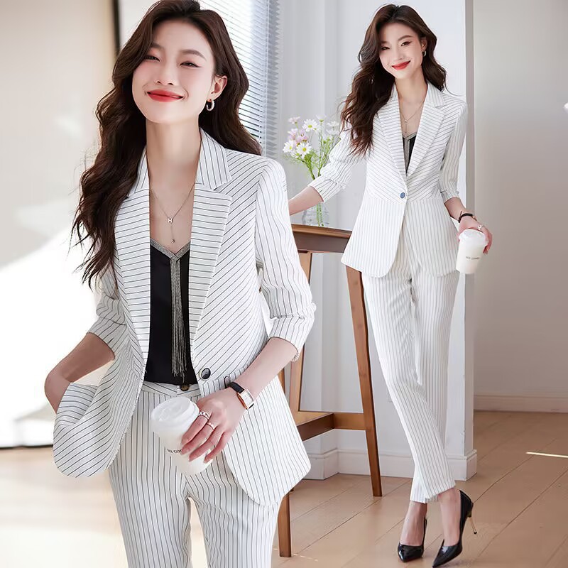 Women'S Formal Wear Stores - Blau gestreifter Anzug für Damen 2025