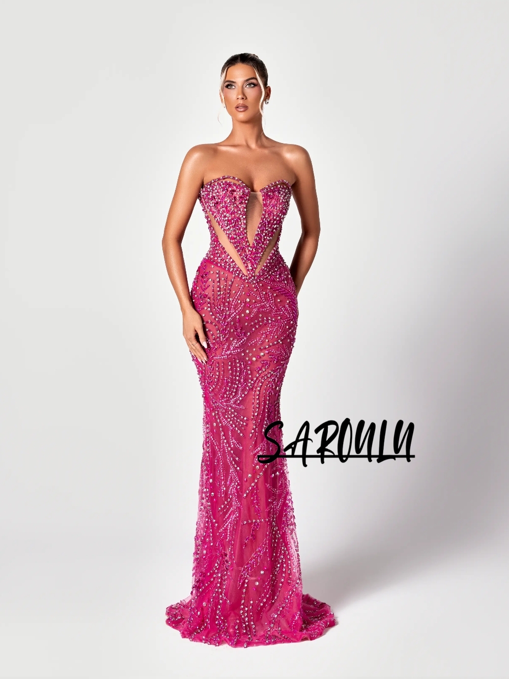 Fuchsia Cut Out Süßes Abendkle – Formal Gala Wear Women Bewertung und Preis