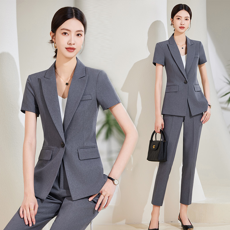Marineblaues Kurzarm-Anzugset  – Women'S Formal Wear Stores Bewertung und Preis