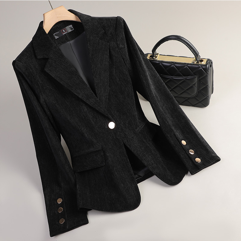 Gelbgoldener Samt-Blazer für D – Women Formal Wear Winter Bewertung und Preis